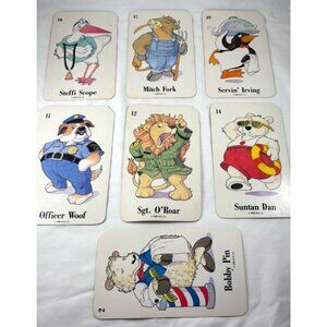 1988 Animal Doctor Playing Cards Card-Making Ephemera Set of 7 Junk Journal